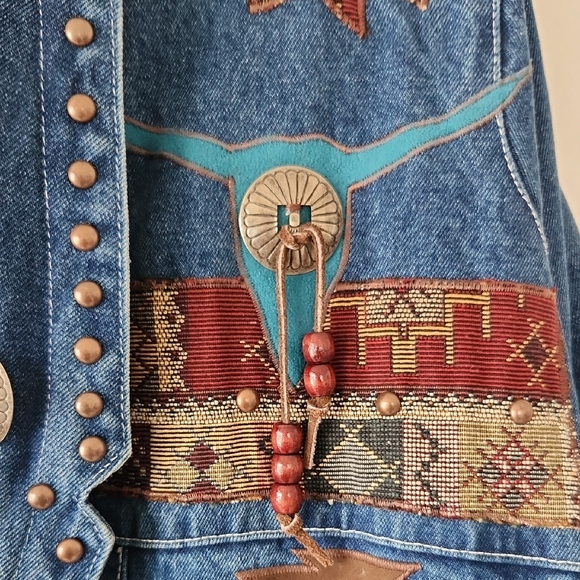 Vintage Designs Limited Southwestern Denim Jacket Oversized‎ - Picture 5 of 13